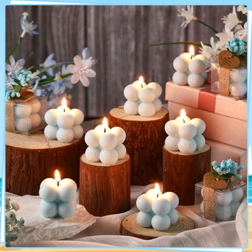 MTLEE 30 Sets Mini Bubble Candles Party Favors DIY Gift Set,Blue - color: Blue