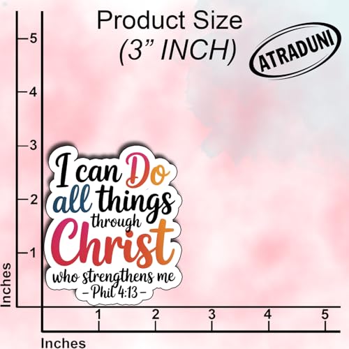 (3Pcs) I Can Do All Things Through Christ Who Strengthens Me Sticker Philippians 4:13 Bible Verse Stickers Christian Faith Waterproof Vinyl Decals for Laptop Water Bottle Phone Tumbler Size 2.6" x 3" - color: I Can Do All Things Through Christ Who Strengt