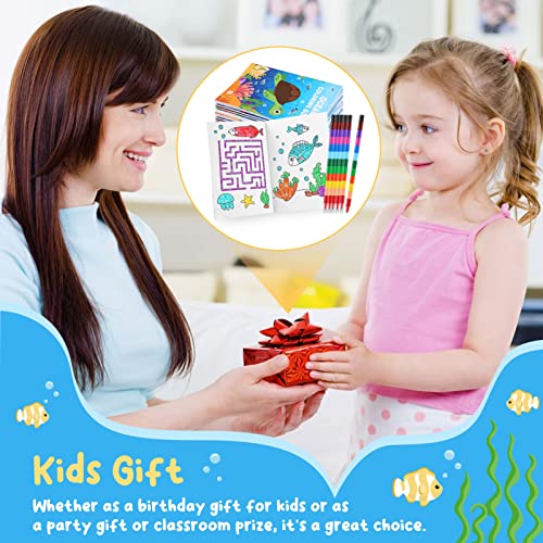 BenLouis 24 Under the Sea Mini Coloring Books with 24 Crayons for Kids Bulk - style: Ocean