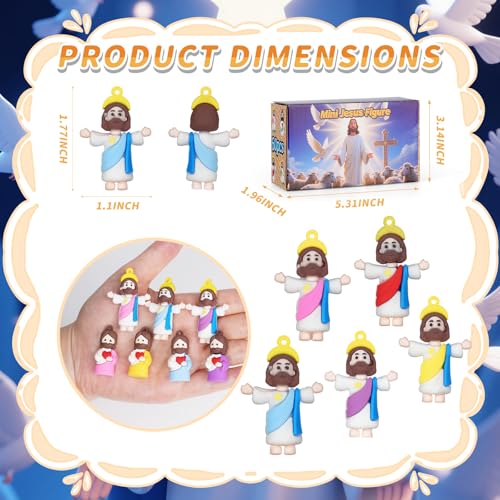 Little Jesus Figures to Symbolize Jesus Loves You, 60 Pcs Mini Jesus Figurines in Bulk for Hide and Seek Religious Party Favors Sunday School Baptism Gifts - color: Jesus Blue