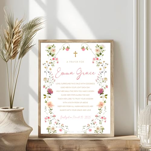 Personalized Baptism Gift For Girl, Baby Boy Gift, Affirmation Baptism Sign, Baptism Sign Dedication, Baptism Gift For Boy and Girl Ideas, Custom Cross With Name and Date Sign Decor Design 16 - color: Design 6