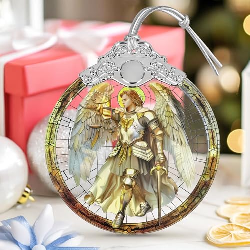 Stained Glass Ornaments, 2025 Christmas Ornament, Christmas Tree Ornament, Heirloom Keepsake, Gift Exchange, Gift Idea - Archangel Michael - color: Michael