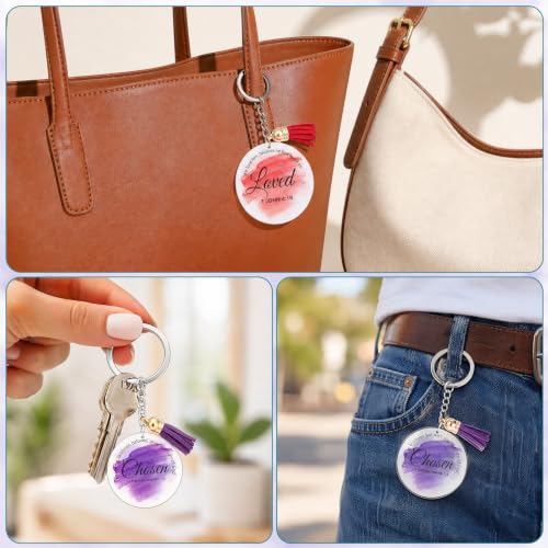 40 Pcs Mini Bible Verse Keychain for Women Men Round Acrylic 10 Styles Christian Keychain Religious Scripture Quote for Pastors, Christians Gifts Church Group Gatherings