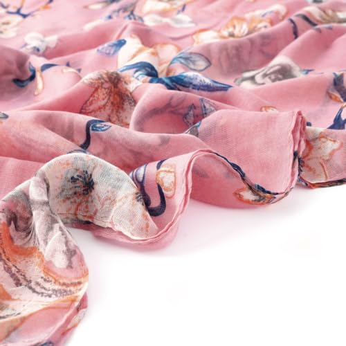 GERINLY Lightweight Scarves Fashion Print Cotton Feel Scarf for Women Shawl - color: Pink