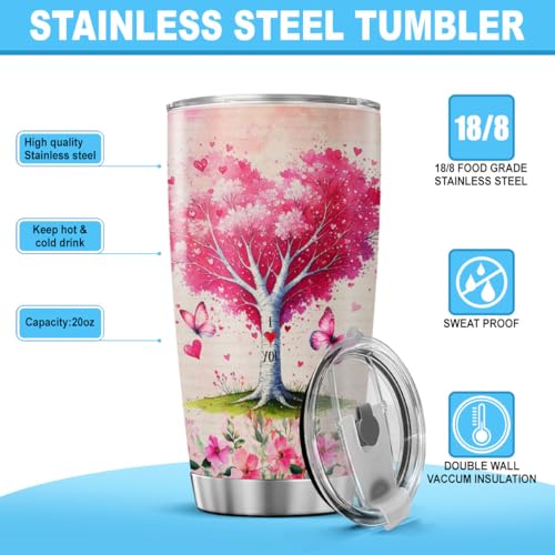 Best Friend Quote Travel Mug, 20oz Insulated Stainless Steel Tumbler with Tree and Butterfly Design, Meaningful Gift for BFF Birthday, Christmas, Graduation, Appreciation - color: Best Friend 14