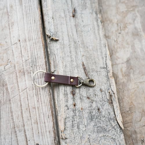 JJNUSA Genuine Leather Keychain Walnut Leather Key Holder Mens Belt Key Chain Ring Fob - color: Purple