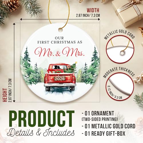 ZAGKOO First Christmas Married Ornament 2026 - Mr and Mrs Wedding Ornament - color: First Mr & Mrs 2026