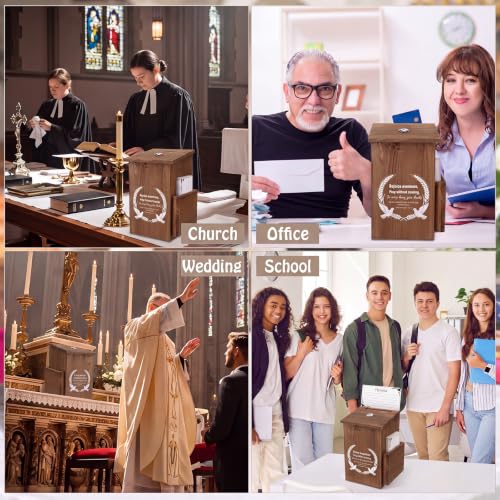 Roowest Prayer Request Box with Cards, Church Offering Box, Walnut Color - color: Walnut Color
