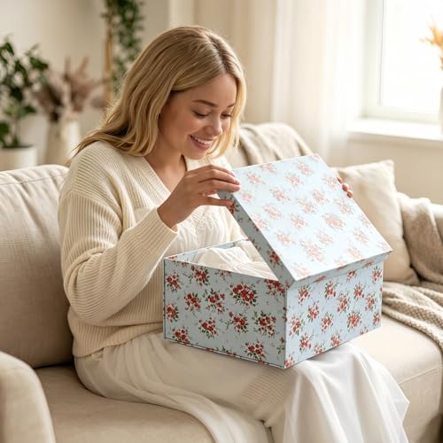 1 Pack 16.5x13x8 inch Keepsake Boxes with Lids Large Decorative Boxes Extra Large Keepsake Box for Wedding Bridesmaid Proposal Box with Lids,Include Crinkle Paper,Ribbon,Card & Envelop - color: 16.5x13x8Inch-Red-Pack of 1