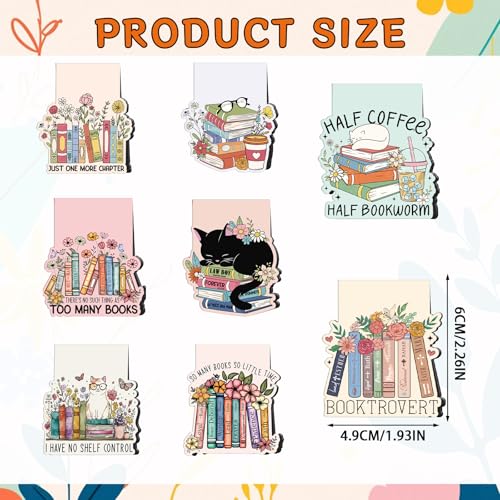 Book Lovers Magnetic Bookmark Gifts - Cosmisun 16 Pcs Reading Bookmarks for Women Cute Funny Book Mark Magnetic Cat Flower Book Mark Bookmark Page Markers Clip for Women Reading Students Teachers - color: Book Lovers