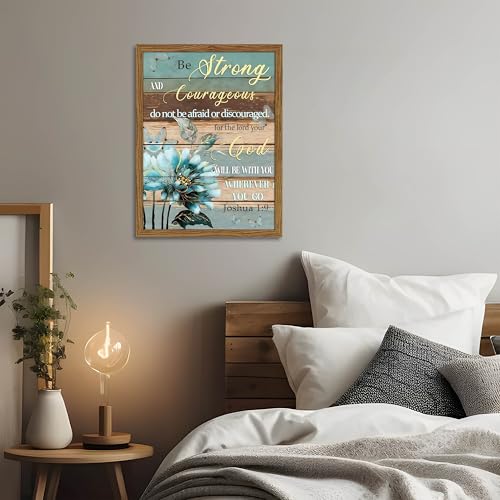 Bible Verse Canvas Wall Art Joshua Scripture Pictures Wood Framed 12x16 In - color: Joshua1 - wood, size: 16"L x 12"W