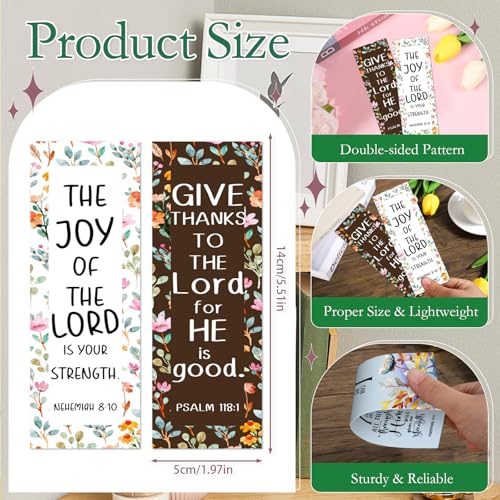 Bible Verse Bookmarks Gifts - 120 Pcs Christian Flower Bookmark Paper Scripture Religious Book Marks Page Clip Inspirational Gift for Women Men Church Book Lovers Reading Bookish Supplies - color: Christian Flower