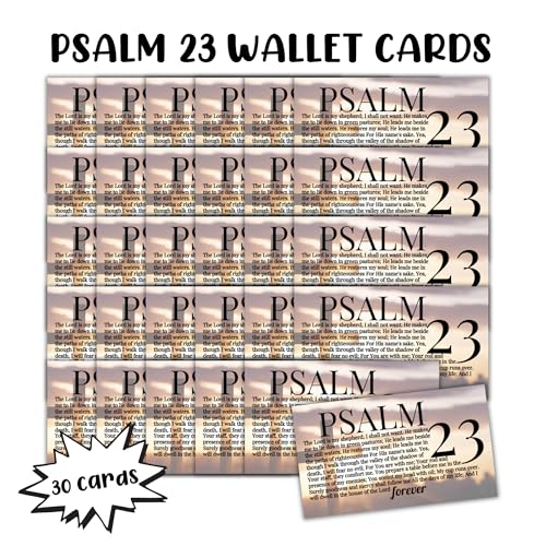 Psalms 23 Bible Verse Wallet Card 30pk 3.5x2” The Lord is My Shepherd Fear Worry Pocket Bulk Encouragement Gift Colorful Cross Minimalist Church Members Hand Outs
