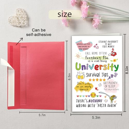 University Survival Tips Card for Freshers, Funny College Freshman Orientation Card, Going to University Gift for High School Graduates - color: University Survival Tips