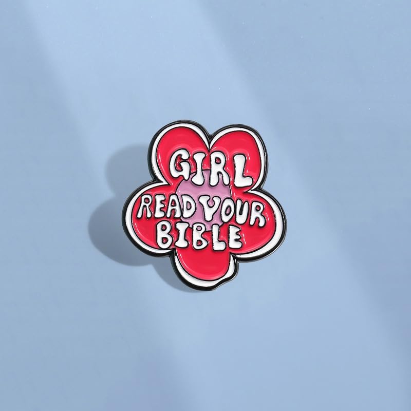 Girl Read Your Bible Enamel Pin, Christian Inspirational Metal badge Brooch for Women