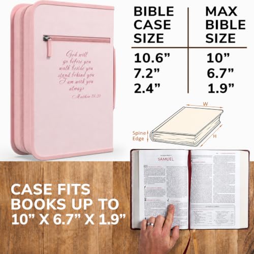 Bible Cover Case for Women - Medium Floral Bible Carrying Cases for Women - color: Pink, size: Medium