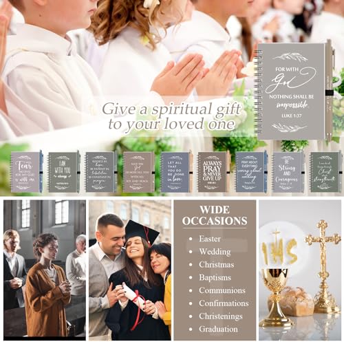 Kosiz 100 Pcs/ 50 Set Christian Gift Bulk Spiral Notebook and Pen, Morandi - color: Dark Color