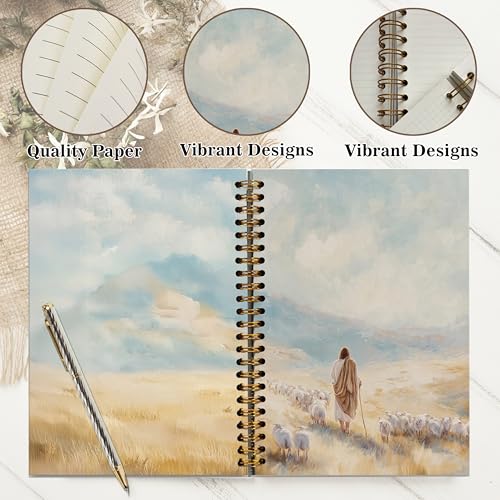 Christian Notebook Journal - Jesus Christian Gifts for Women, Inspirational Bible Journal Notebooks for Note Taking, Bible Study, Prayer & Church Notes, A5 Spiral Notebook (Jesus-Bule&White) - color: Jesus-Bule&White