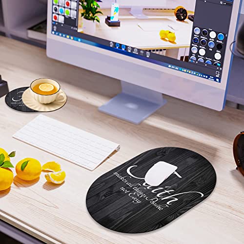 Faith Makes All Things Possible not Easy Mouse Pad and Coaster Combination, Non-Slip Rubber Base Mouse Pads for Wireless Mouse, Computer Mouse Pads for Desk - color: Faith Makes All Things Possible not Easy