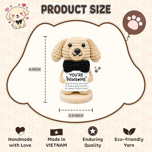 Positive Crochet Dog, Emotion Support Dog Stuffed Animal Inspirational Gift - color: Dog