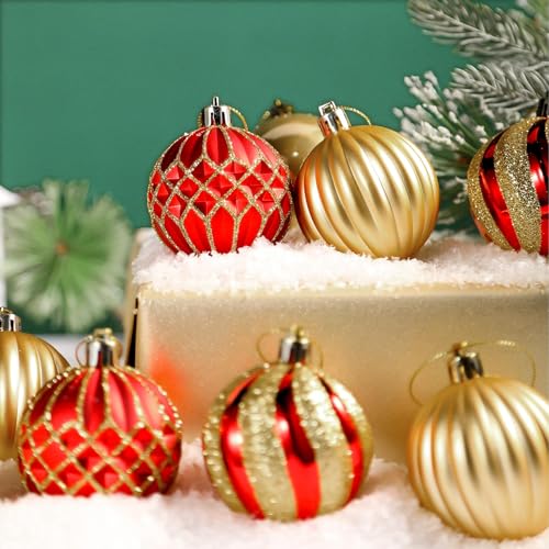 SHareconn 30ct 2.36 Inch Christmas Tree Balls Ornaments, Red & Gold, 60mm - color: Red & Gold, size: 2.36 inch