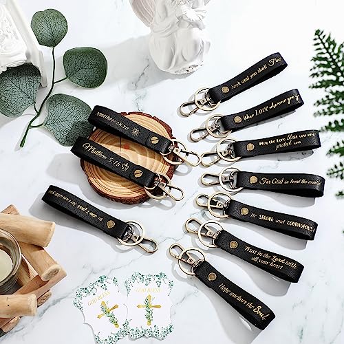Jeyiour 20 Pcs Christian Keychains Bible Key Chain Bulk - color: Black Gold