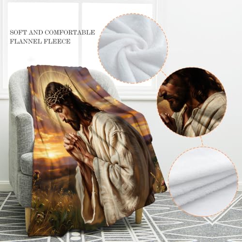 Jekeno Jesus Christ Gifts Blanket Religious Christian Throw Blanket - color: Jesus Praying, size: 60x80 Inch