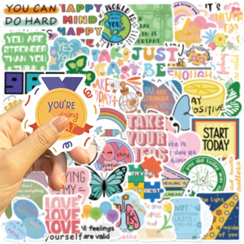 Mental Health Stickers,50Pcs self-Healing Aesthetic Positive Words Stickers for Scrapbooking Journal Water Bottle Laptop Kindle Suitcase Skateboard (Colours-B4) - color: Colours-b4