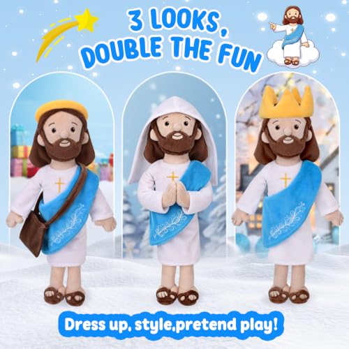 Jesus Plush, Dress Up Collectible Toy, Baptism, Easter - color: Blue