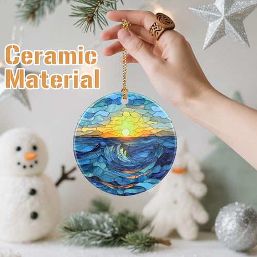Beach Sunrise-Themed Christmas Tree Decorations, Christmas Ornaments, Keepsake Ornaments, Holiday Decor, Xmas Gifts, Gifts for Sunrise Lovers & Nature Lovers - color: Beach Sunrise