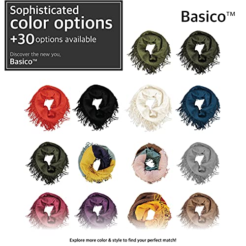 BASICO Fall Winter Scarfs for Women Plaid Infinity Scarf for Cold Weather Circle Loop Scarves - color: Grey