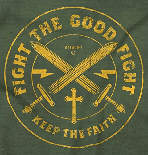 Keep The Faith Christian Graphic T Shirt | Religious Men’s Bible Verse Scripture Tee with Cross and Swords - color: Military Green, size: XX-Large