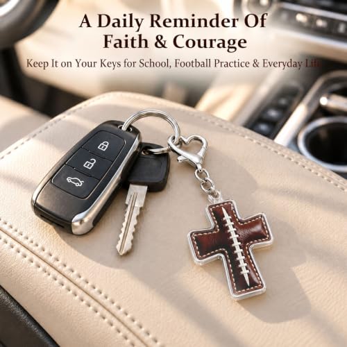 Sports Gifts for Teens, Acrylic Sports Cross Keychain with Prayer Card - color: Football