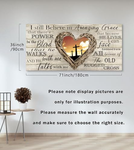 Cao Gen Decor Art Amazing Grace Christian Wall Art Canvas Cross Decor - color: Brown, size: 71"L x 36"W
