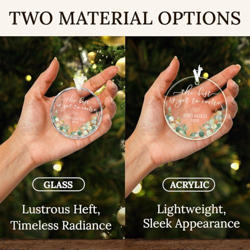 HEXMOZ Engagement Gifts for Couples, Women - Engagement Ornament 2027 - color: Engaged 7 Glass