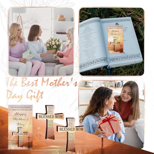 Spakon 30 Set Christian Mother's Day Gifts Religious Cross Bookmarks for Church Menbers Blessed Mom Magnet Bookmarks and Bible Verse Cards Appreciation Gifts for Book Lovers Devotional Study Guide