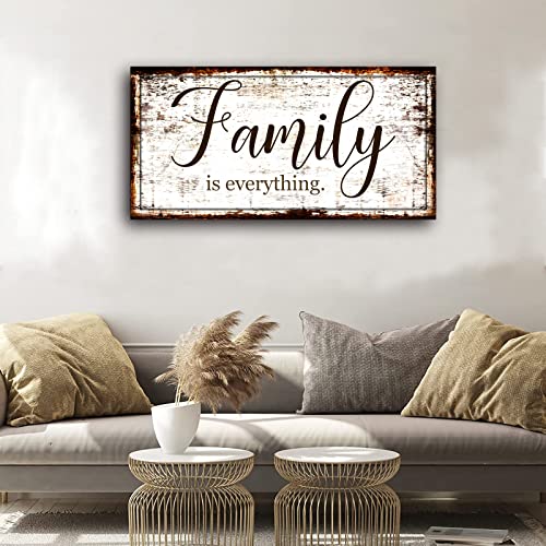 Family is Everything Wall Decor-Rustic Family Quote Print Canvas for Farmhouse-Family Signs Wall Art- Framed Artwork Wall Decoration for Living Room,Bedroom,Dining Room,Home Decor,Ready to Hang 20"x40" - color: Family is Everything A, size: 40"L x 20"W