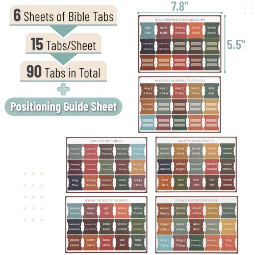 Mr. Pen- Bible Tabs, 90 pcs, Large Print Laminated Index Tabs for Women - color: New Boho