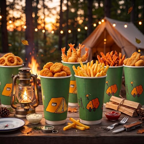 Camping Party Paper Cups, 24 Pack, 16 oz Disposable Cups