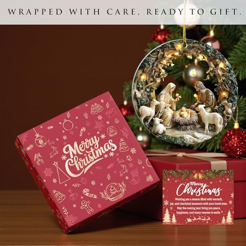 Christmas Nativity Star Ornament – Holy Family Manger Scene with Bethlehem Star – Christian Christmas Ornament for Tree, Birth of Jesus Décor, Religious Gift for Christian & Catholic Families - color: C4-xqkv-q2zo