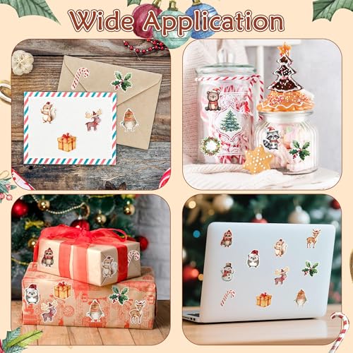 Haooryx Christmas Animal Sticker Roll, 1000 Pcs Watercolor Forest Animals - style: Christmas Animal