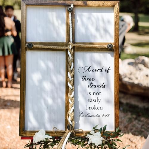 A Cord of Three Strands Wedding Ceremony Sign, 22×16" Three Strands Cord Unity Cross,Unity Rope Braid for Ceremony, Religious Christian Anniversary Wedding Gift for Couples 2026 - size: 22 x 16"