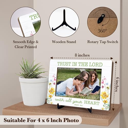 Trust In The Lord With All Your Heart Picture Frame, Christian Wooden Photo Frame With Stand For Office Home, Inspirational Scripture Gifts For Women, Bible Verses Gifts For Friends Colleagues, A17 - color: Trust In The Lord