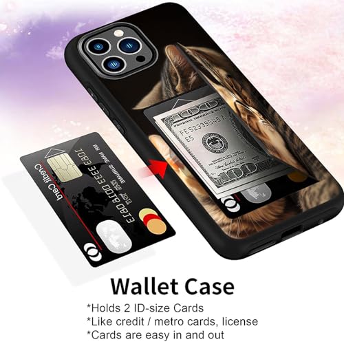 for iPhone 15 Pro Case,Wallet Case Credit Card Holder Dual Layer Hybrid Shockproof PC + TPU Case Cover for iPhone 15 Pro 6.1 inch 2023,Cat Mom Kissing Her Kitten - color: Cat Mom Kissing Her Kitten, size: iPhone 15 Pro 6.1"