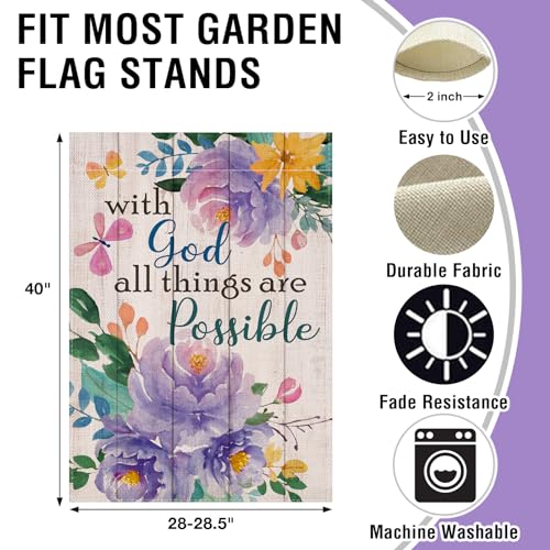 Artofy with God All Things are Possible Christian Large Decorative House - color: Floral Purple, size: 28'' x 40''