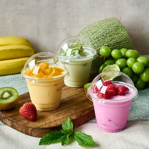 9 oz Plastic Dessert Cups with Lids and Paper Lid Liners 200 Pack - size: 9 OZ - 200 Sets - Dome Lids