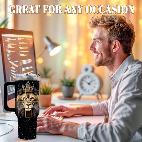 DUUV Faith over Fear Tumbler 40oz, Insulated Christian Gifts for Women Man - color: Lion Faith