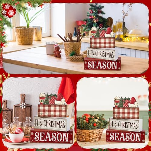Lineshading 4 Pcs Christmas Table Decoration Wooden Hot Cocoa Santa Hat - style: Christmas