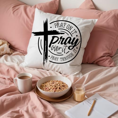 Christian Pillow Covers 18x18, Prayer Pillow case, Prayer Room Decor, Christian Decor, Christian Gifts for Women, Serenity Prayer Gifts. - color: White