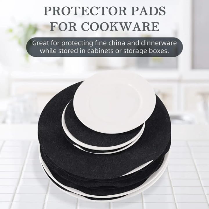 YYCRAFT Felt Plate China Storage Dividers Protectors 36 Pack Black Thick Premium Soft Round Felt Circles (10.5 Inch,Black) - size: 10.5 Inch(Black)
